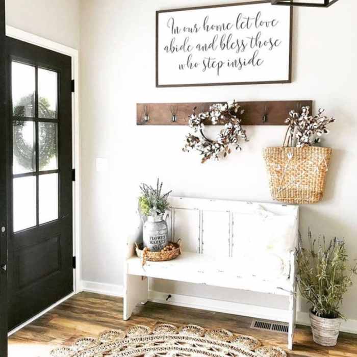 Ideas decor entryway living room foyer decorating table hallway diy farmhouse foyers wall entry include gorgeous front staircase inspo rustic