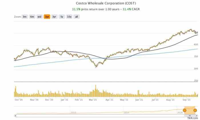 Costco stock price today nasdaq